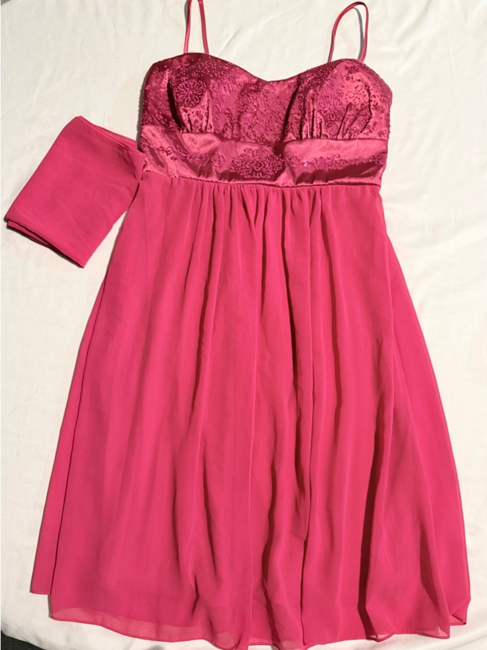 Elegant Juliet  Hot Pink Sequin Dress Size Large Made In USA .Worn once only .
